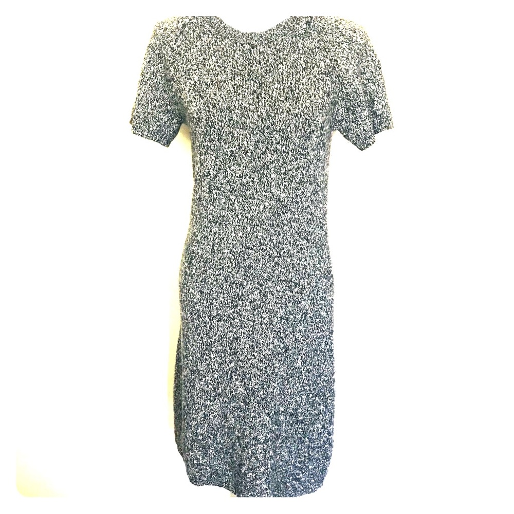 Theory Gray Black Marled 💯 Wool Sweater Dress L